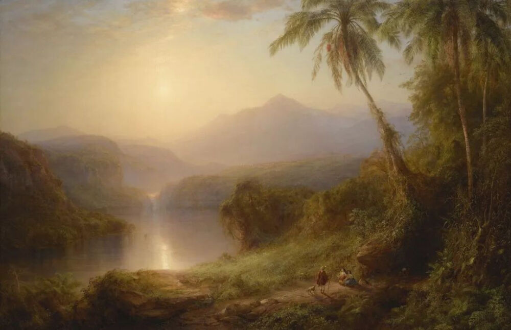 弗雷德里克·埃德温·丘奇（Frederic Edwin Church）《圣伊莎贝尔山谷》（Valley ofthe Santa Ysabel），布面油画，99.7×152.4cm，1875年。由伯克郡博物馆出售给宾夕法尼亚美术学院