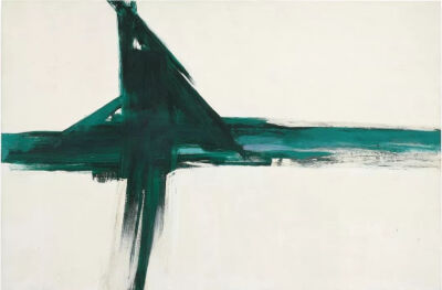 弗朗兹·克莱恩《绿色十字架》（Green Cross），布面油画，177.2×269.2cm，1956年。由巴尔的摩艺术博物馆出售，2018年5月16日，苏富比纽约当代艺术晚拍以519.6万美元成交。