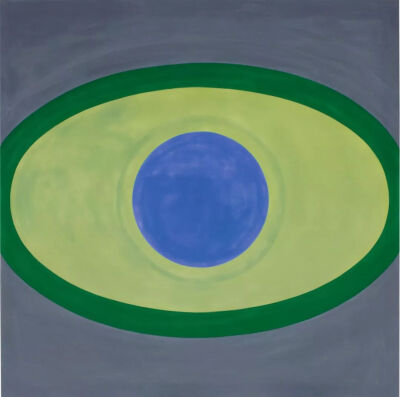 肯尼斯·诺兰德（Kenneth Noland）《青金石》（Lapis Lazuli），布面丙烯，176.8×176.8cm，1963年。由巴尔的摩艺术博物馆出售，2018年5月17日，苏富比纽约当代艺术晚拍以61.5万美元成交。