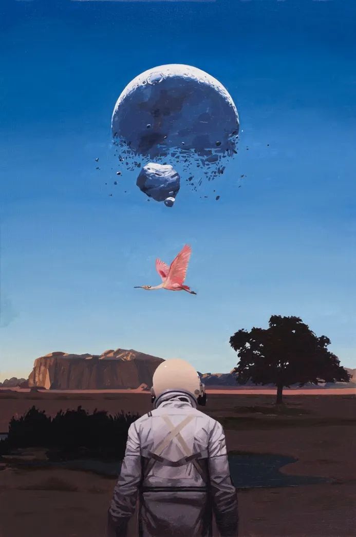 插画艺术家scott listfield以他孤独的宇航员背影而闻名.