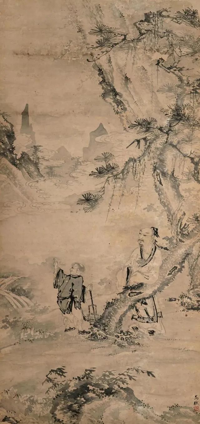 明 马轼 松下问道图轴
152.8cm×72.5cm 纸本墨笔 重庆三峡博物馆藏
