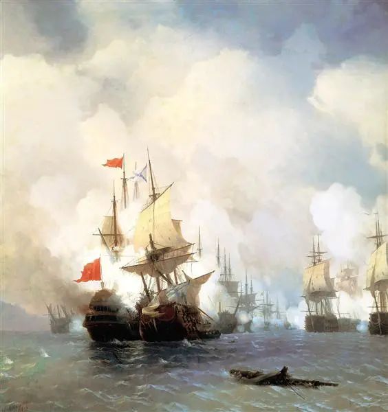 Battle of Chios on 24 June, 1770，1848