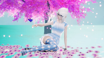 AI少女，白发，蓝眸，性感，3D