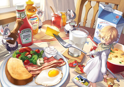 来自pixiv
作品标题：brunch table（ID：15126670）
画师：comet（ID：113726）