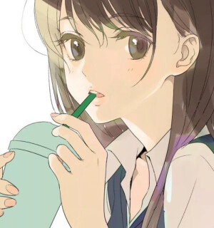 棕发动漫女生头像