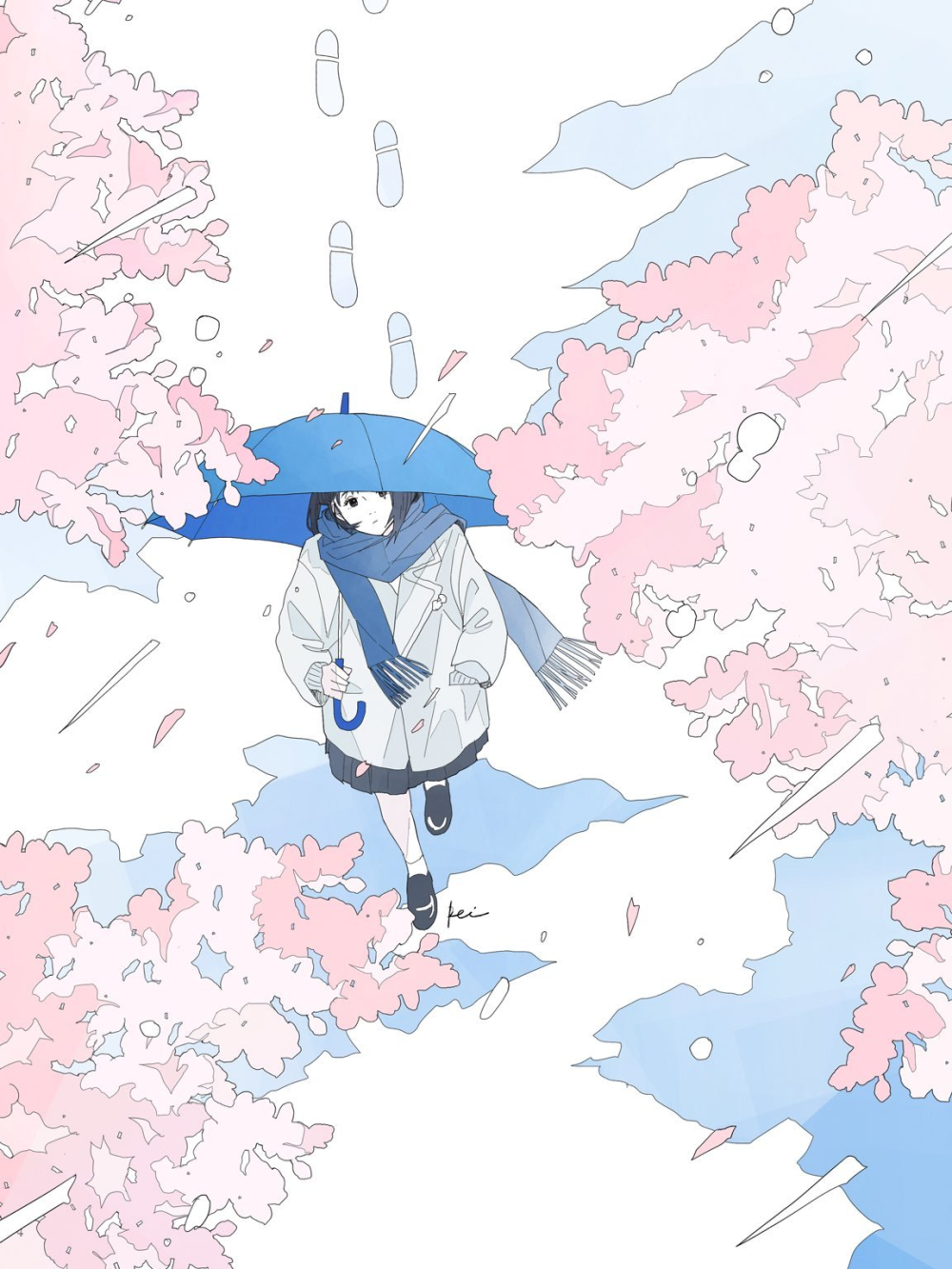 超治愈蓝色系壁纸！画师ins.katorei_