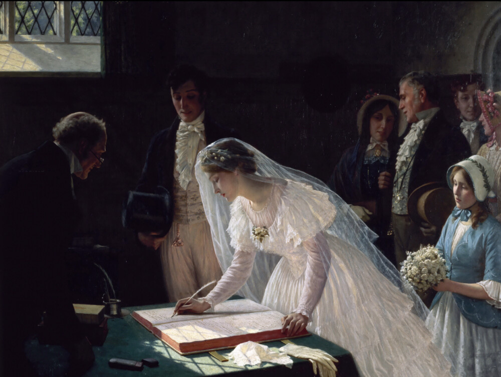 The Wedding Register - Edmund Blair Leighton 婚礼仪式上的签字 －埃德蒙·布莱尔·莱顿 