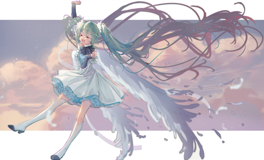 #虚拟歌者与曲绘# miku~
画师：海棠kaidou