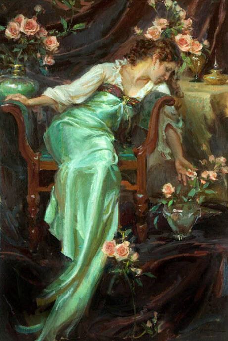 美国画家Daniel F.Gerhartz 出生于1965年。自幼立志学画，就读美国芝加哥艺术学院，他的作品具有浓厚浪漫写实主义风格，表现题材广泛，犹以女性题材为最多，无论是日常生活中休息，沉思的少女还是牧场田园诗般的风景和人物都令人印象深刻。