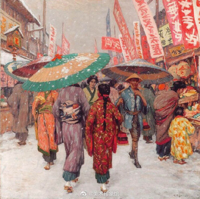 Tavik Frantisek Simon(1887-1942)，来自捷克的布拉格画家。Simon游历甚广，踏遍欧美，去过印度、斯里兰卡和日本。且行且画，用色素净雅致，作品酷似一张张泛黄的老照片，十分具有欣赏价值。