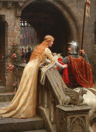 埃德蒙·布莱尔·莱顿 Edmund Blair Leighton（1853–1922），英国维多利亚时代重要画家，他的作品大多数表现得是摄政时代以及中世纪精美绝伦的骑士题材