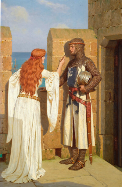 埃德蒙·布莱尔·莱顿 Edmund Blair Leighton（1853–1922），英国维多利亚时代重要画家，他的作品大多数表现得是摄政时代以及中世纪精美绝伦的骑士题材