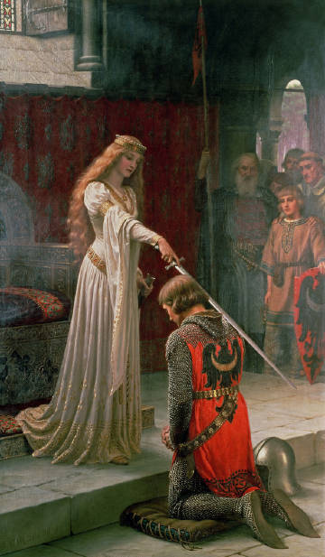 埃德蒙·布莱尔·莱顿 Edmund Blair Leighton（1853–1922），英国维多利亚时代重要画家，他的作品大多数表现得是摄政时代以及中世纪精美绝伦的骑士题材