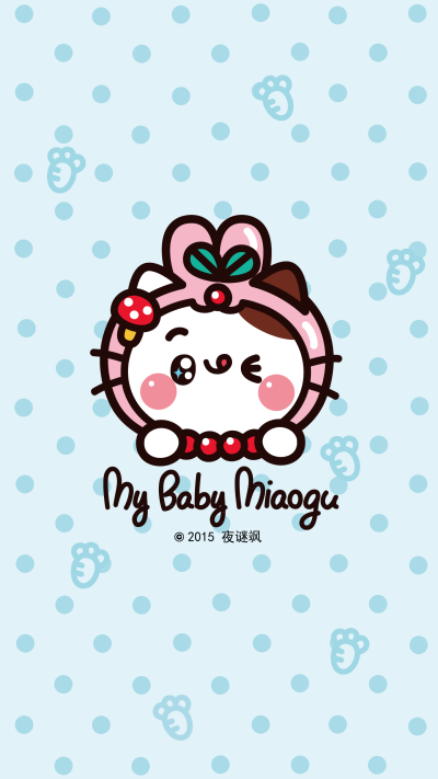 花园夜原创手绘【喵咕酱】BABY MIAOGU 高清手机壁纸。圣诞节/Q版/喵星人/可爱/少女/清新/童趣/卡通/素材/简笔画/ 授权{SINA微博@夜谜飒}