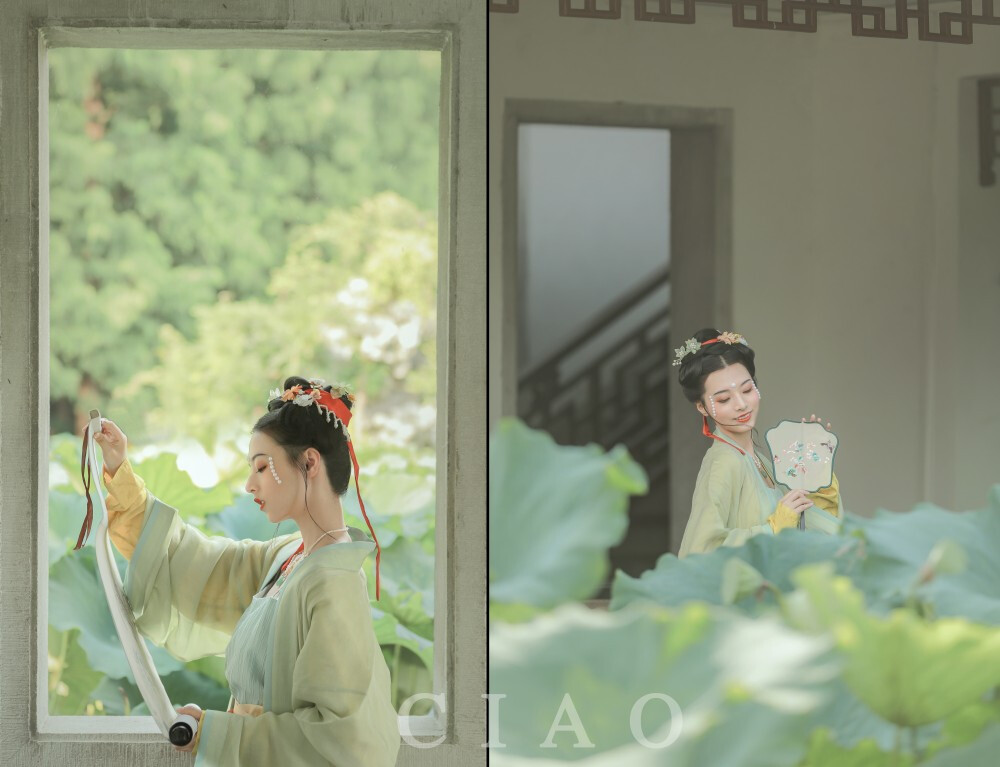 十里荷花透轻纱
仙女 ｜@天气超级晴朗哦
妆造 ｜@学习做绒花的雪胖
汉服 ｜@乔织工作室 @小乔切克闹
@刘顺儿妞 @鹅童摄影乐园
抄送老师 ｜ @摄影师蝈蝈小姐 @疯子Charles @小武拉莫
抄送主页 ｜ @微博摄影 @汉服摄影 @大宋风雅 @大宋时尚搭配频道 @汉服荟 