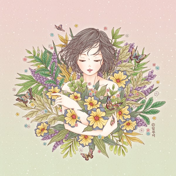 少女 花 清新小插画 By miru02