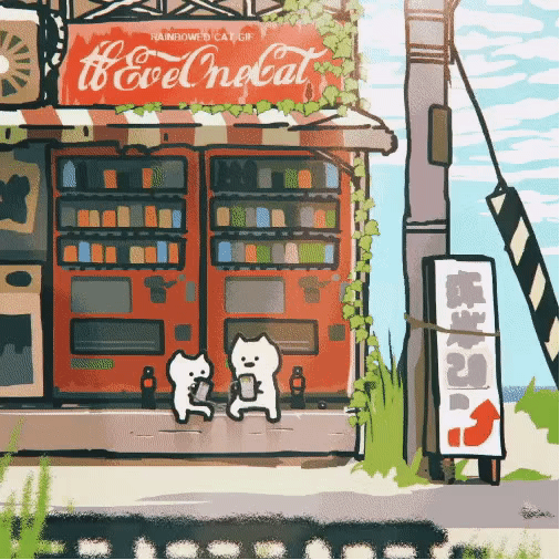 Rainbowed cat 彩虹猫gif魔性表情包 沙雕斗图 图源日本的推特博主Everyday One Cat鬼畜猫GIF