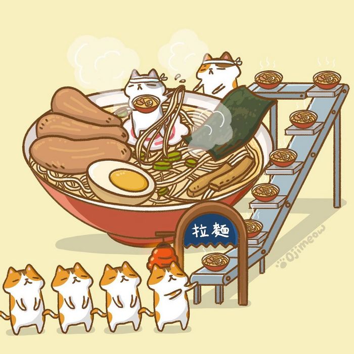 猫咪与美食 萌插画 By_歐吉喵OJIMEOW