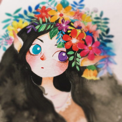 鲜花少女，带着香味的水彩
插画师@鱼花酱- 。 