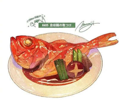 美食水粉插画素材