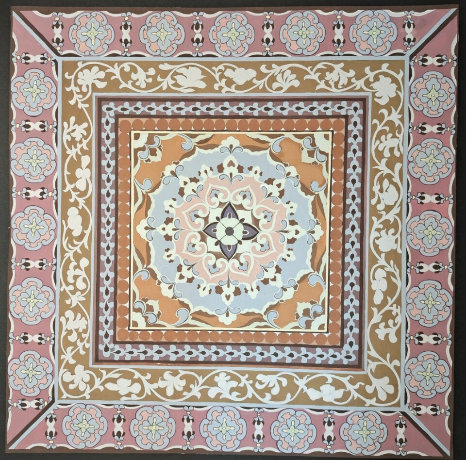 敦煌藻井临摹脱胶颜料纯手工