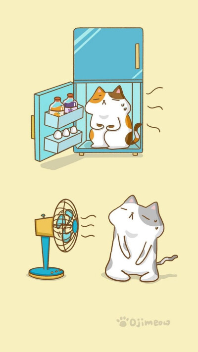 消暑方式 ~ 猫咪 壁纸 漫画 OJIMEOW