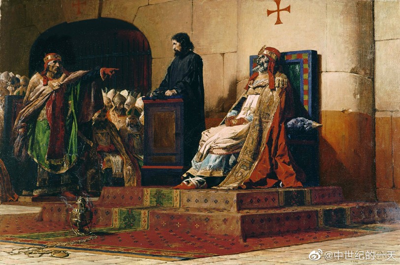 [cp]#今日的中世纪# 【僵尸审判：活教宗审判死教宗】891年10月6日，教宗福尔摩苏斯/福慕（Formosus）登基。在位四年半并去世后，他的遗体于897年1月被教宗斯特凡努斯/斯德望六世（Stephanus VI）挖出并审判，史称僵尸会议（Synodus Horrenda）。
福尔摩苏斯成为教宗后不久便卷入了从拜占庭君士坦丁堡的圣职人员任命到法国王位争夺等数场教会/王室事务的政治缠斗中。在意大利，他则找来当时的东法兰克王国之王阿努尔夫（Arnolf von Kärnten）用几年时间推掉了意大利的皇帝圭多三世（Guido da Spoleto）。阿努尔夫于896年攻占罗马后，福尔摩苏斯顺势将他加冕为皇帝（名号响亮比什么都重要系列）。同年4月4日，福尔摩苏斯去世。
这一系列争议颇大的操作放在派系局势混乱的九世纪，最终导致了这位教宗死后仍不得安宁。897年1月，教宗斯特凡努斯六世以伪证罪和教宗身份不合法为由，将其尸体掘出并带到了罗马教廷。其遗体被套上属于教宗的宗座祭衣后被放到了拉特朗圣若望大殿（Basilica di San Giovanni in Laterano）的座位上接受