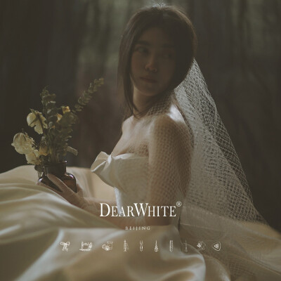 亲爱的白正品《云端》DearWhite 复古森系婚纱短款女新娘头饰头纱