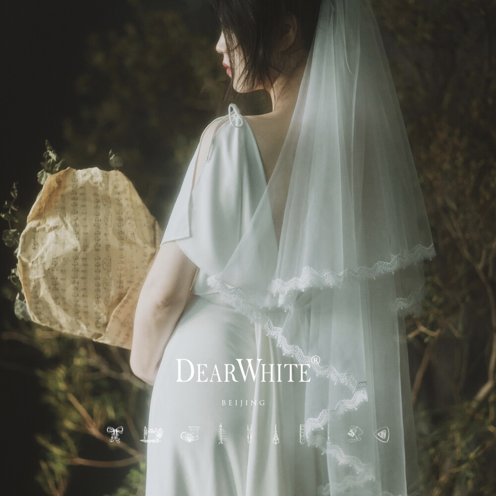 亲爱的白原创正品《云棠》DearWhite 结婚礼轻婚纱旅拍短新娘头纱