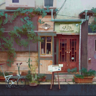 街景 小店 tommykim_art 绘画作品欣赏