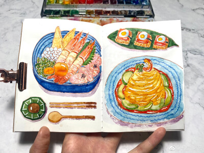 水彩 美食 食物 插画 手帐