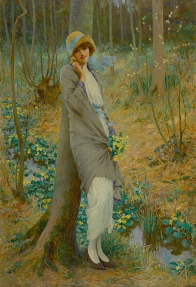 沼泽金盏花，1924年（英国画家William Henry Margetson作品） ​​​
