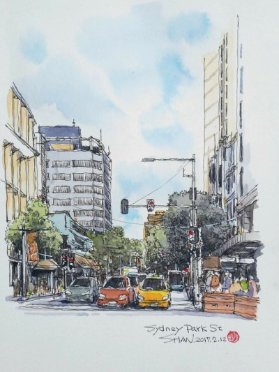 ·彩插集·
城市淡彩 . 画家李善圖 ​​​