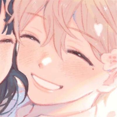 【动漫情头】个性 黄发少年 开心 眯眼 咧嘴笑 头上插花 泪痣