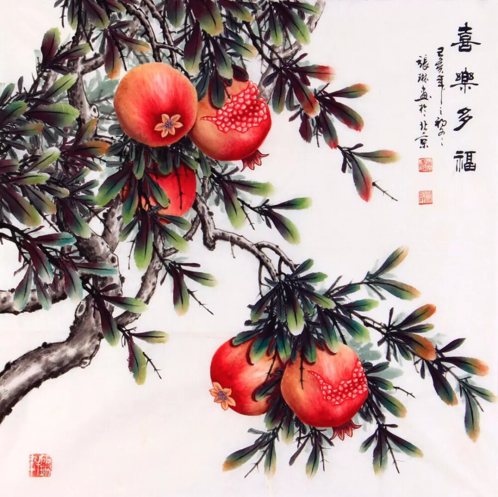 张琳 四尺斗方 花鸟画
果蔬飘香十里外！当代实力派画家张琳老师国画作品，68×68，够用心够努力的画家才能画出如此精美的画作。