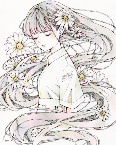 花朵、少女和纤细飞扬的发丝
插画师とあるお茶
ins：toaru_ocha