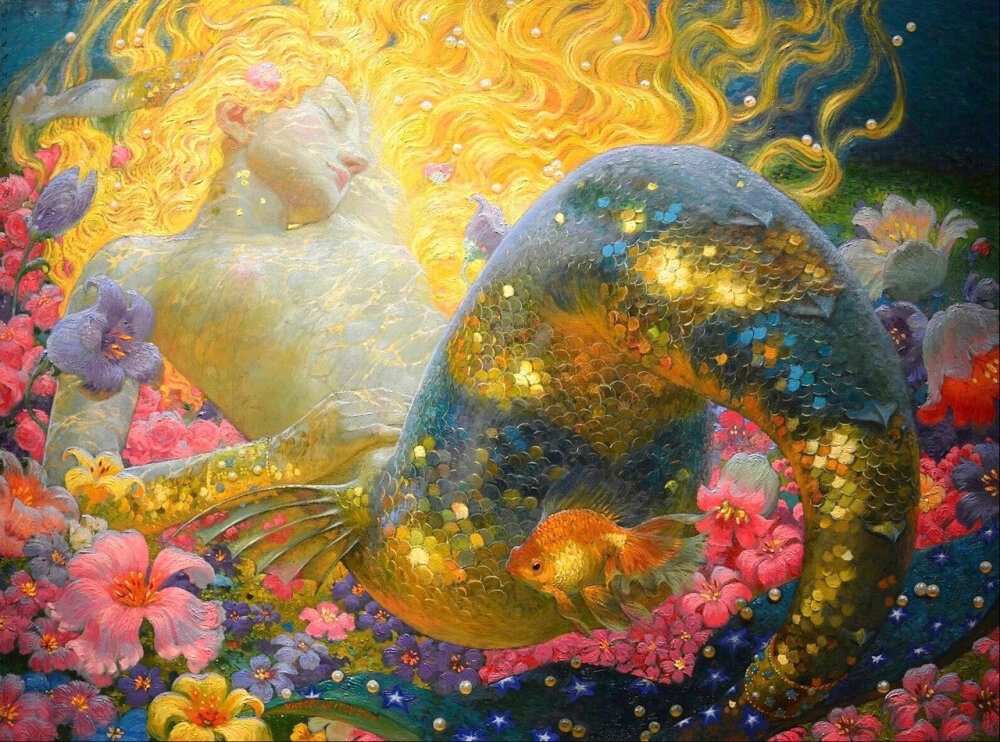 俄罗斯画家 Victor Nizovtsev 的鱼美人 ​​​