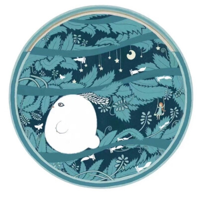 圆 兔 插画