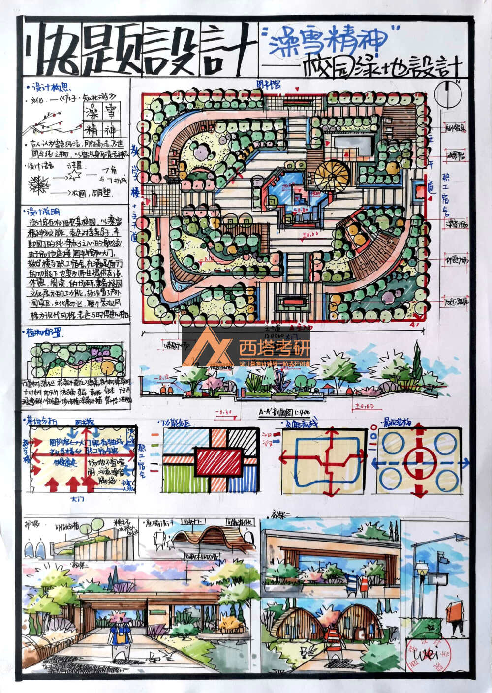 西塔考研景观快题作品 景观考研作品 景观快题 景观考研 景观快题