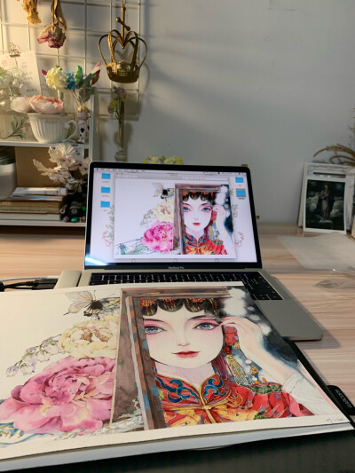 调色盘，插画过程