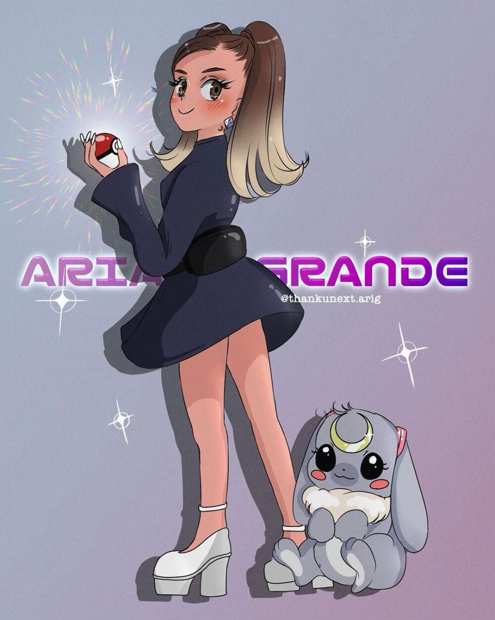 ariana grande a妹 欧美女歌手 diva 美女 手绘 插画 女头 壁纸 可爱 日系 真人芭比 rain on me illustration ins