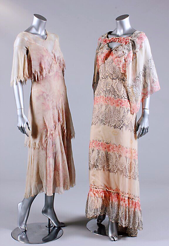 1930年代的印花雪纺garden party dress ​​​