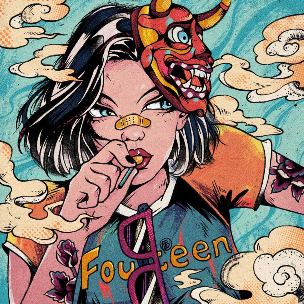 配色和画风都很酷的女孩 也可以做头像哦～ 作者:雁十四hh 67 67