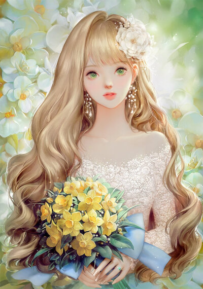 韩国高人气插画师DADACHYO笔下的少女自带仙气 个个都是神仙颜值！！