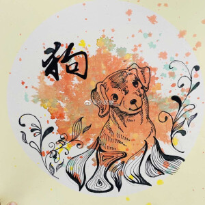 线描水彩