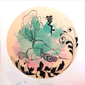 线描水彩