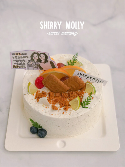 #SHERRYMolly家の下午茶# —『原味cake』给好朋友的生日cake呀～ 焦糖饼干+奥利奥咸奶油 风味独特好味～加上美滋滋的合影插牌 完美的周末