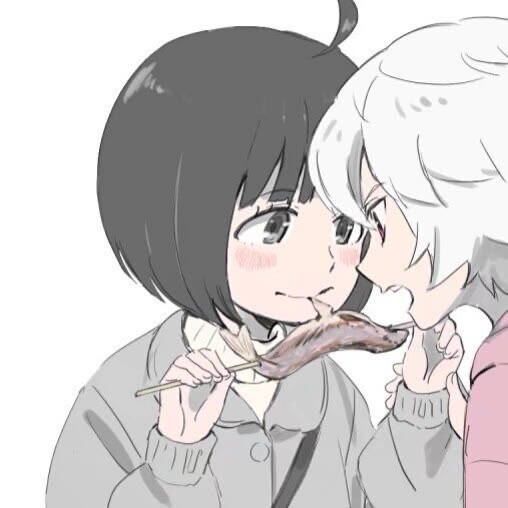 卡通动漫可爱喂食手绘情侣头像