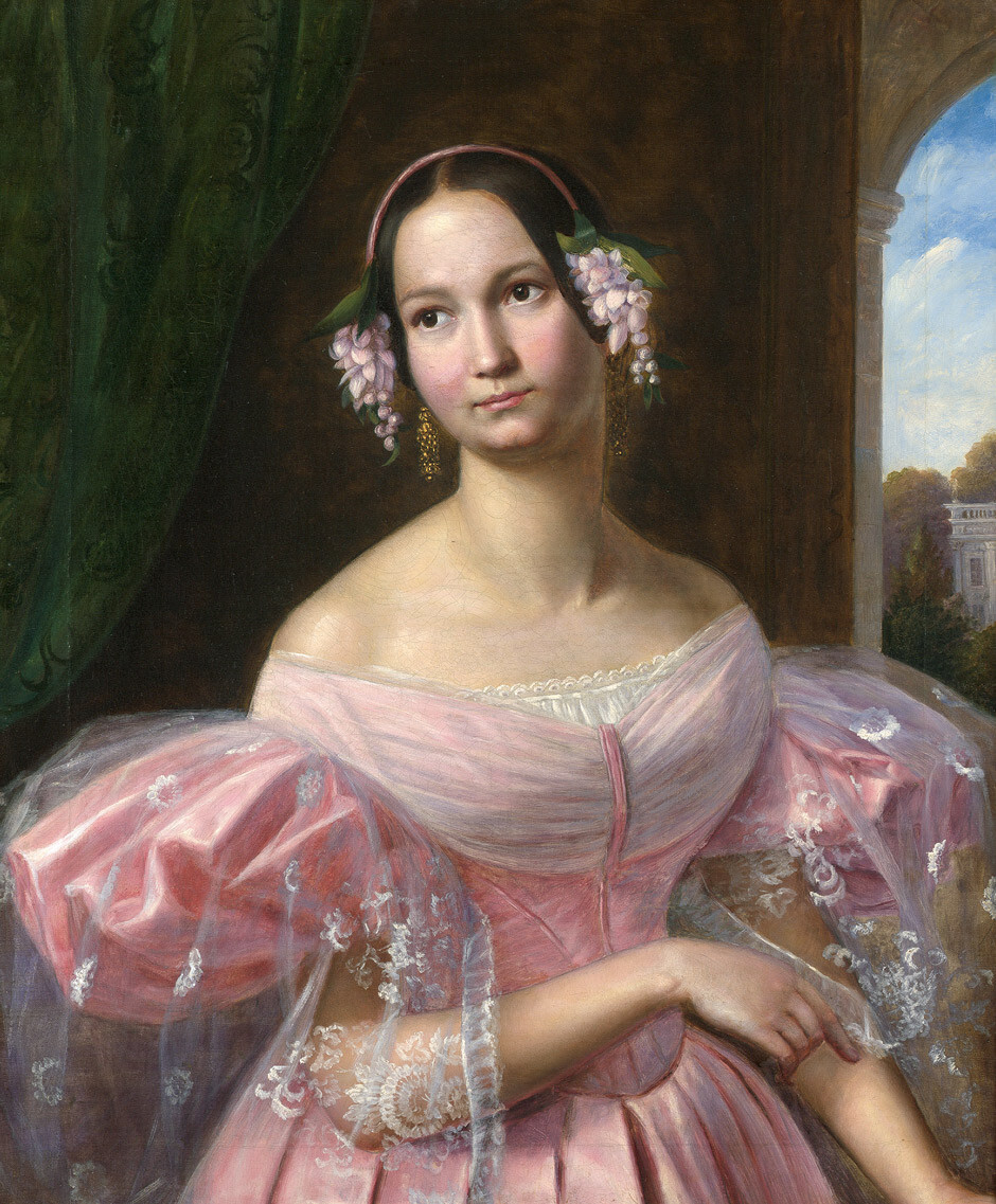 Helene Princess of Mecklenburg-Schwerin as a bride by Gaston Camillo Lenthe, 1837梅克伦堡-什未林公主肖像