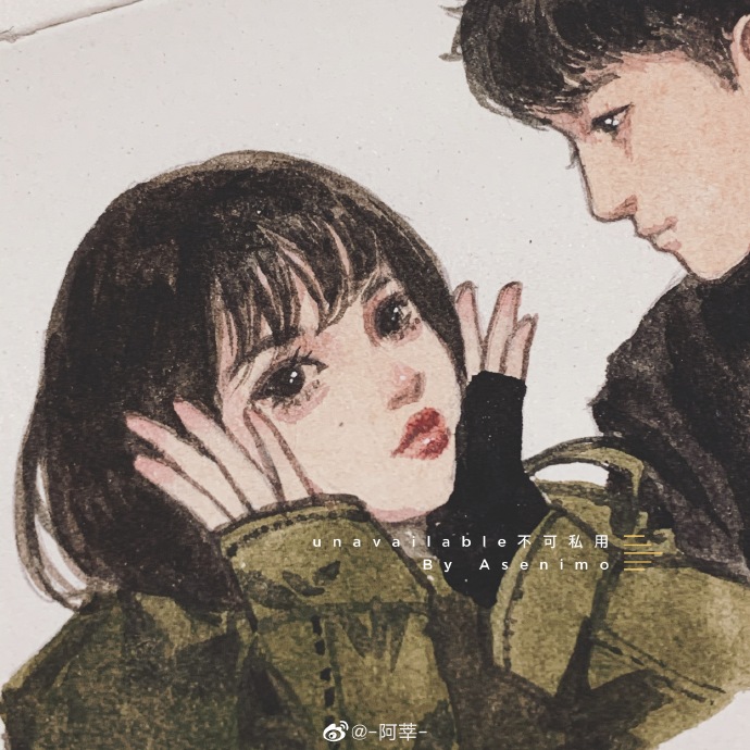 水彩头像 微博@-阿莘
